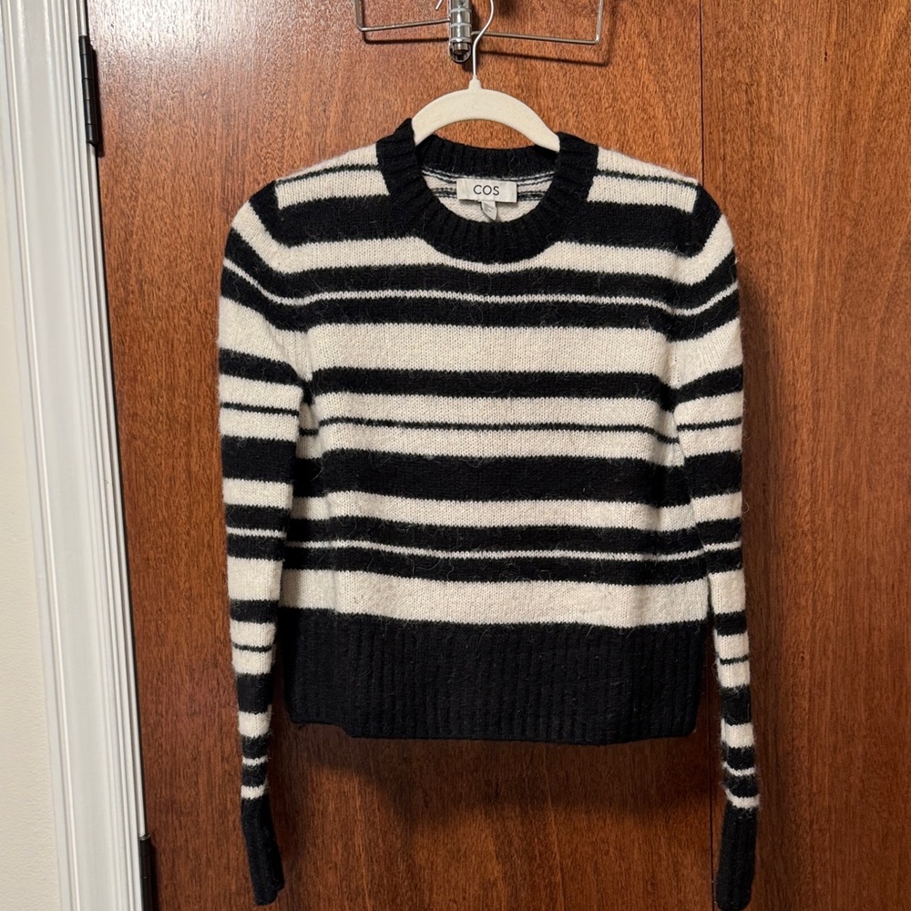 COS Monochrome Striped Crew Neck Sweater